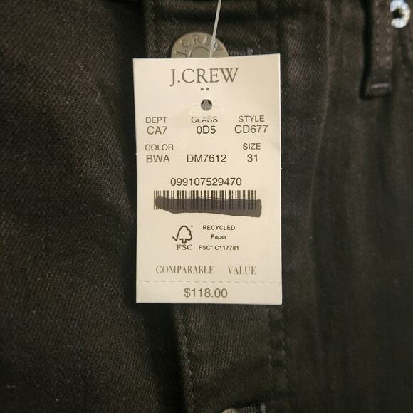 NWT J. Crew Petite Black Stovepipe Straight Jean In Signature Stretch Black 31 - Picture 9 of 11